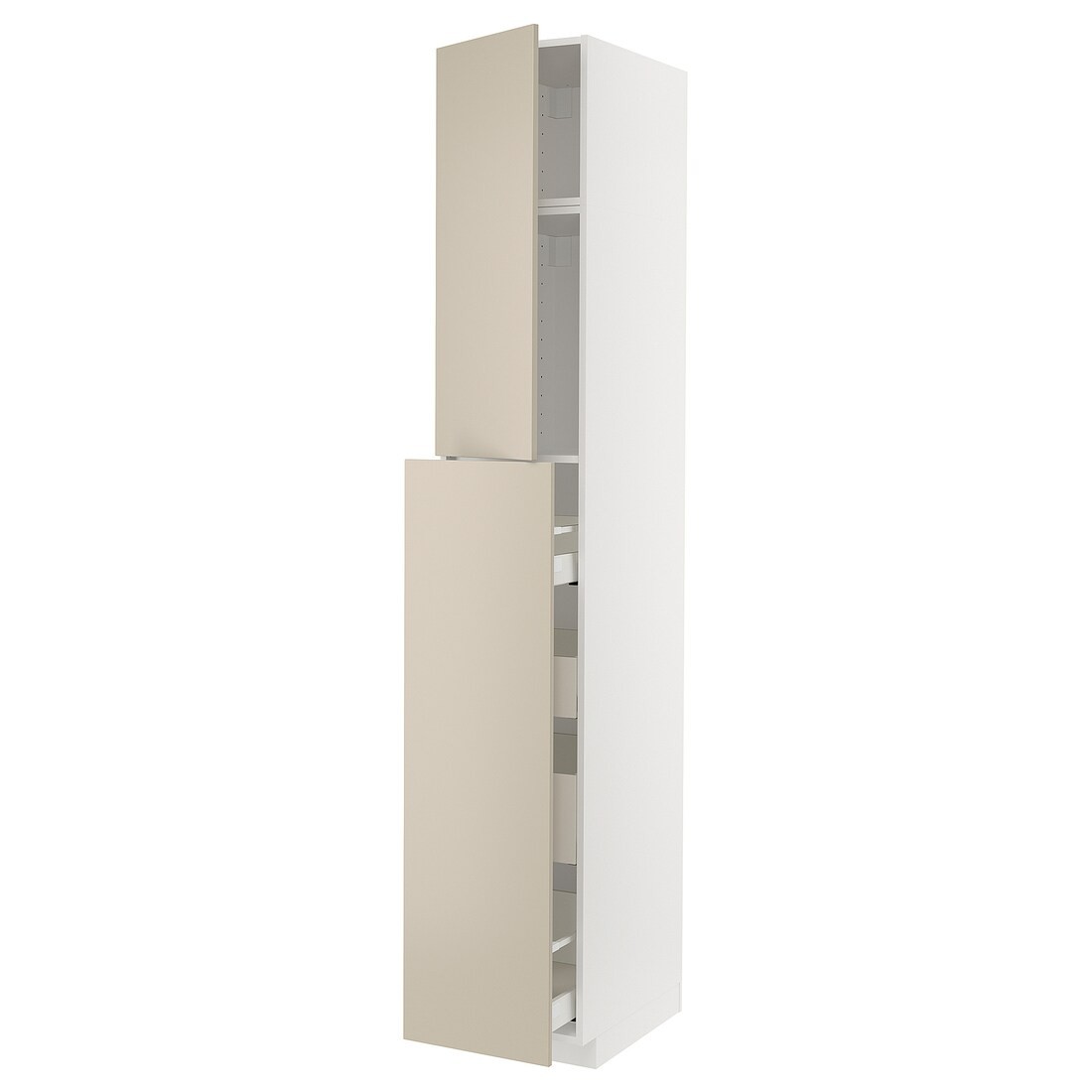 IKEA METOD МЕТОД / MAXIMERA МАКСИМЕРА Высокий шкаф полки / ящики, белый / Havstorp бежевый, 40x60x240 см 79463422 | 794.634.22
