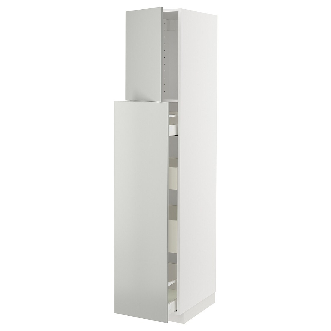 IKEA METOD / MAXIMERA Высокий шкаф полки / ящики, белый / Хавсторп светло-серый, 40x60x200 см 69537980 | 695.379.80