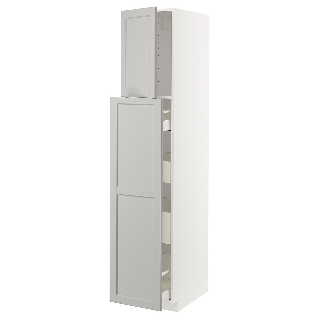 IKEA METOD МЕТОД / MAXIMERA МАКСИМЕРА Высокий шкаф полки / ящики, белый / Lerhyttan светло-серый, 40x60x200 см 49459054 | 494.590.54