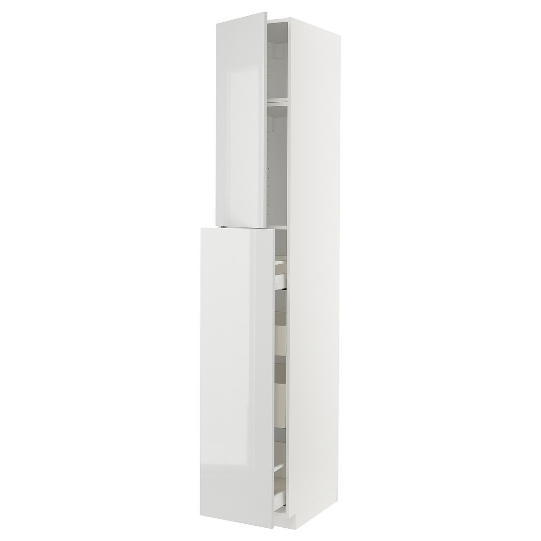 IKEA METOD МЕТОД / MAXIMERA МАКСИМЕРА Высокий шкаф полки / ящики, белый / Ringhult светло-серый, 40x60x240 см 99459278 | 994.592.78