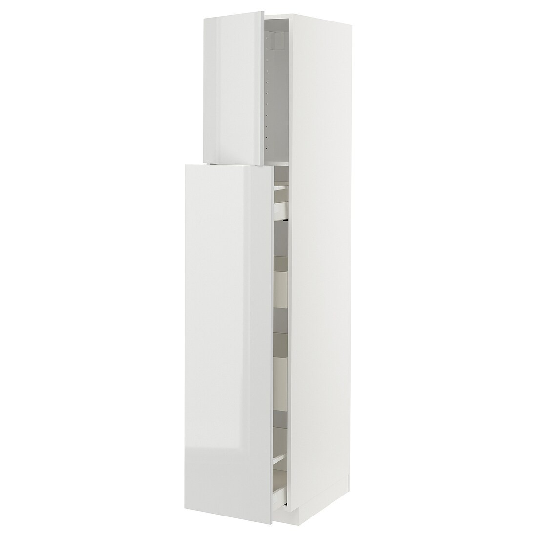 IKEA METOD МЕТОД / MAXIMERA МАКСИМЕРА Высокий шкаф полки / ящики, белый / Ringhult светло-серый, 40x60x200 см 89462969 | 894.629.69