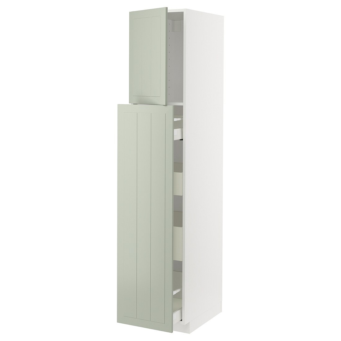 IKEA METOD МЕТОД / MAXIMERA МАКСИМЕРА Высокий шкаф полки / ящики, белый / Stensund светло-зеленый, 40x60x200 см 89486423 | 894.864.23