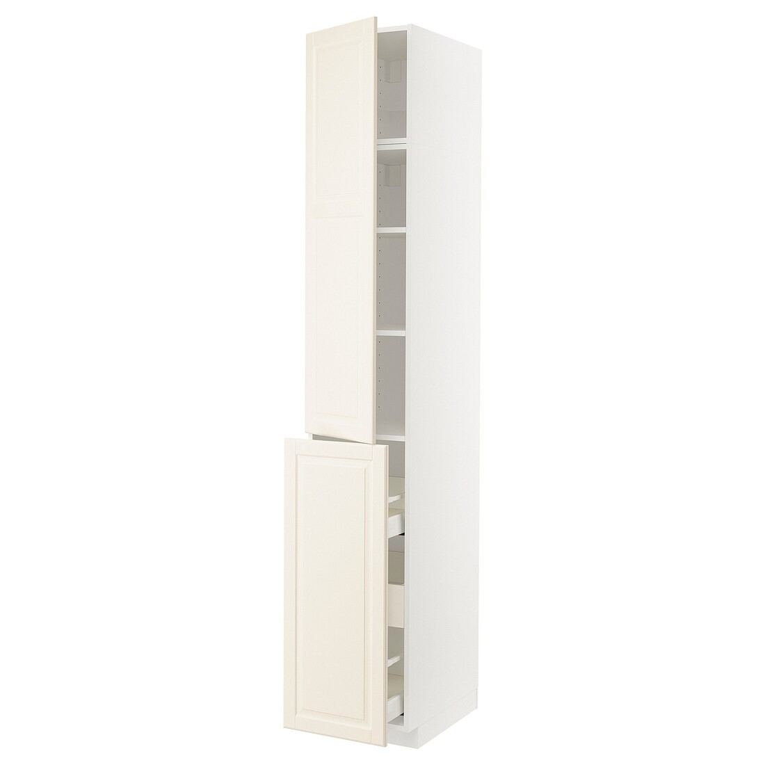 IKEA METOD МЕТОД / MAXIMERA МАКСИМЕРА Высокий шкаф 3 ящика / 1 дверь / 2 полки, белый / Bodbyn кремовый, 40x60x240 см 69467897 | 694.678.97