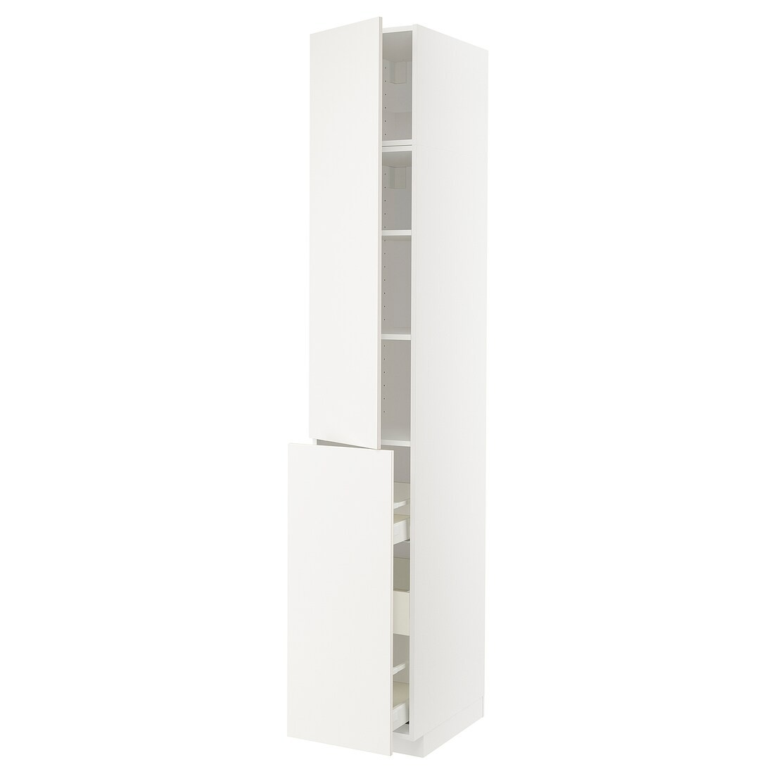 IKEA METOD МЕТОД / MAXIMERA МАКСИМЕРА Высокий шкаф 3 ящика / 1 дверь / 2 полки, белый / Veddinge белый, 40x60x240 см 59459044 | 594.590.44