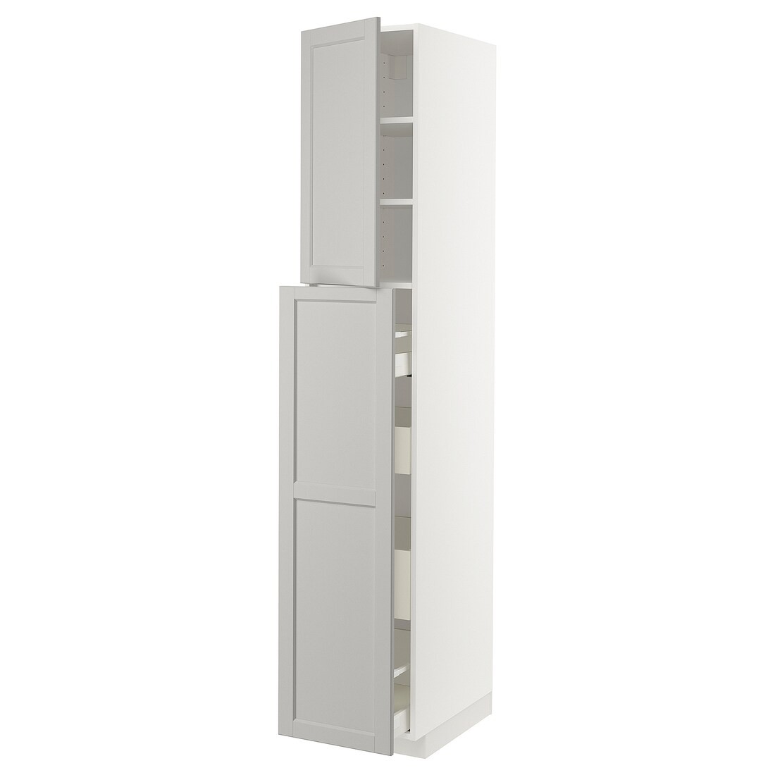 IKEA METOD МЕТОД / MAXIMERA МАКСИМЕРА Высокий шкаф полки / ящики, белый / Lerhyttan светло-серый, 40x60x220 см 09461563 094.615.63