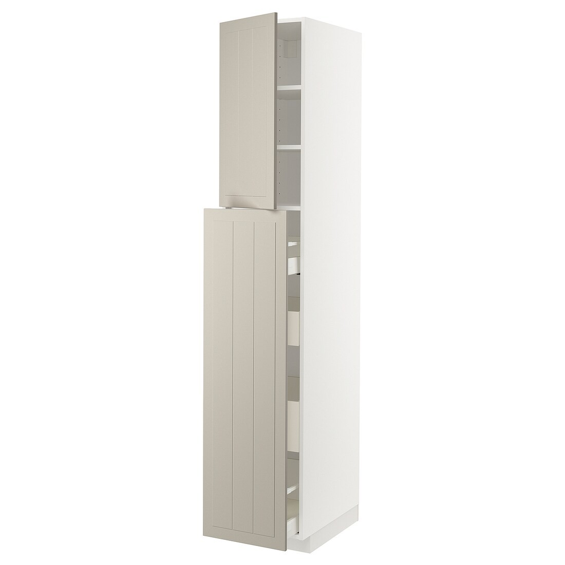 IKEA METOD МЕТОД / MAXIMERA МАКСИМЕРА Высокий шкаф полки / ящики, белый / Stensund бежевый, 40x60x220 см 79462494 | 794.624.94
