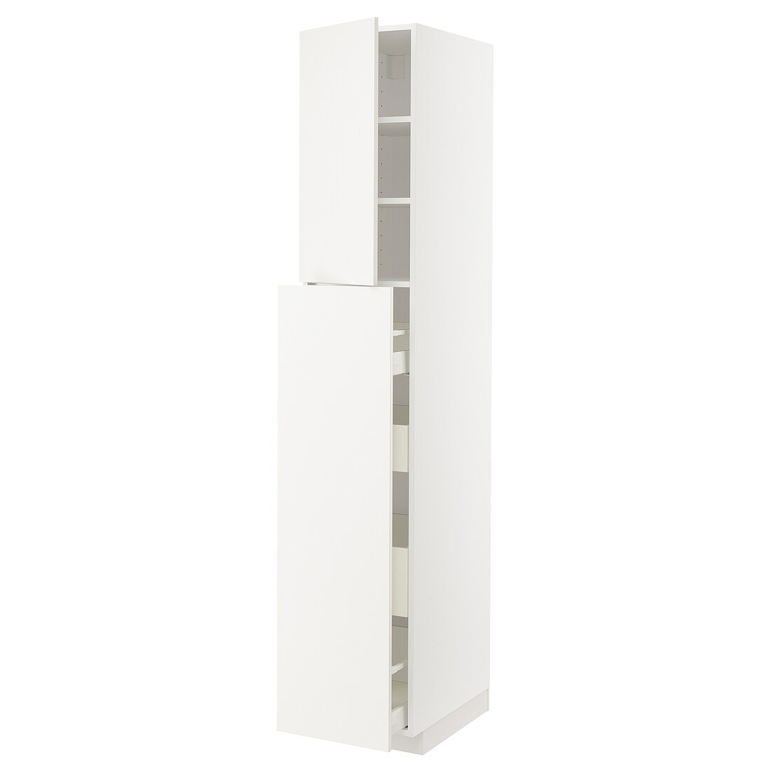 IKEA METOD МЕТОД / MAXIMERA МАКСИМЕРА Высокий шкаф полки / ящики, белый / Veddinge белый, 40x60x220 см 29464810 | 294.648.10