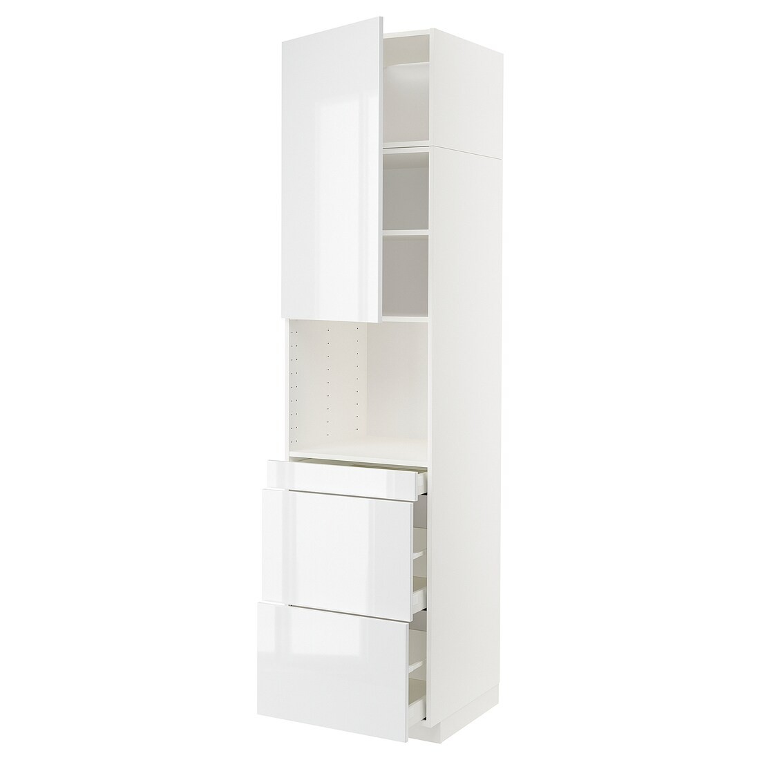 IKEA METOD МЕТОД / MAXIMERA МАКСИМЕРА Высокий шкаф для СВЧ / дверца / 3 ящика, белый / Ringhult белый, 60x60x240 см 89468042 | 894.680.42