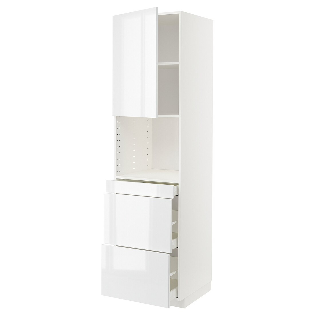 IKEA METOD МЕТОД / MAXIMERA МАКСИМЕРА Высокий шкаф для СВЧ / дверца / 3 ящика, белый / Ringhult белый, 60x60x220 см 89469800 | 894.698.00