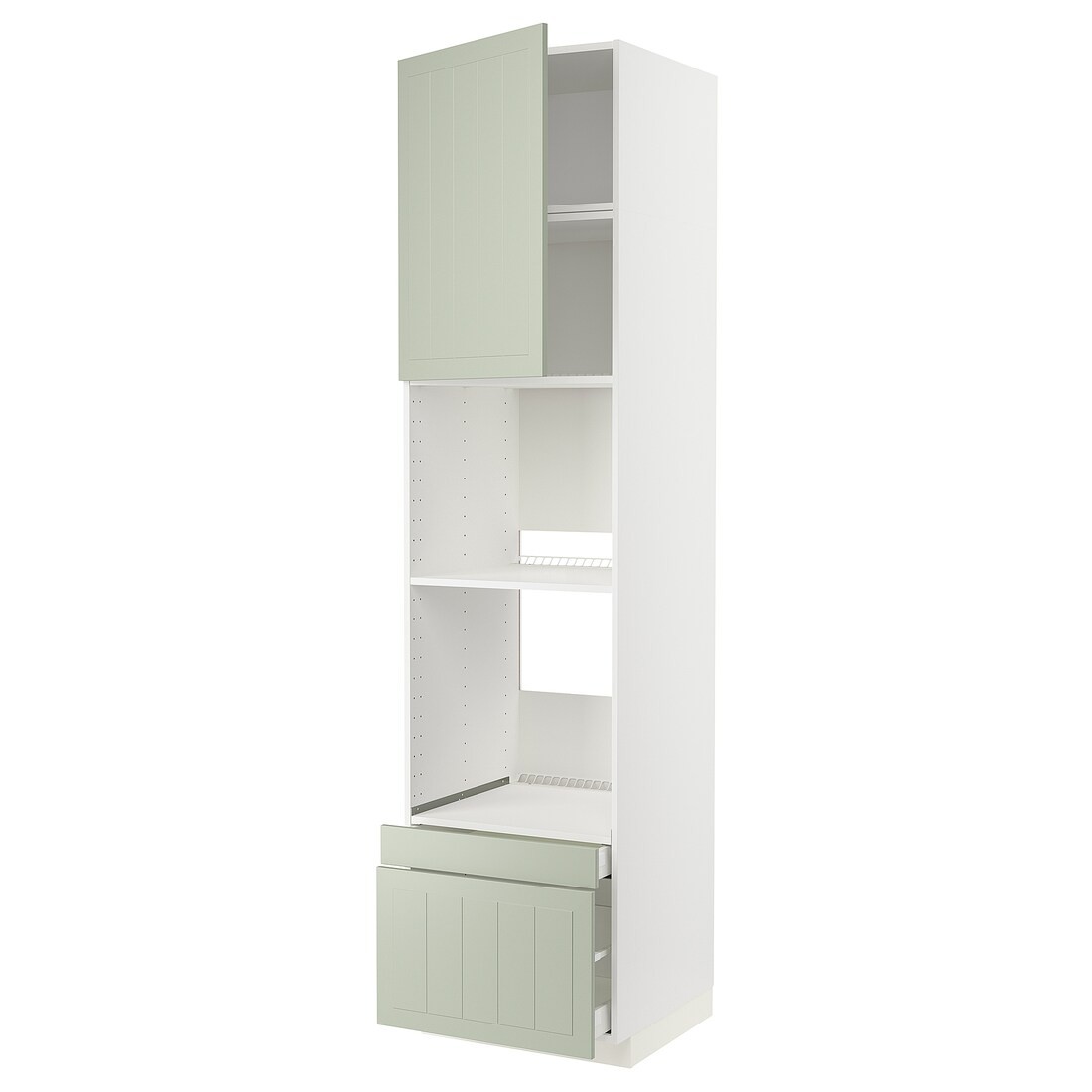 IKEA METOD МЕТОД / MAXIMERA МАКСИМЕРА Высокий шкаф для духовки комби с дверцей / ящиками, белый / Stensund светло-зеленый, 60x60x240 см 29487067 | 294.870.67