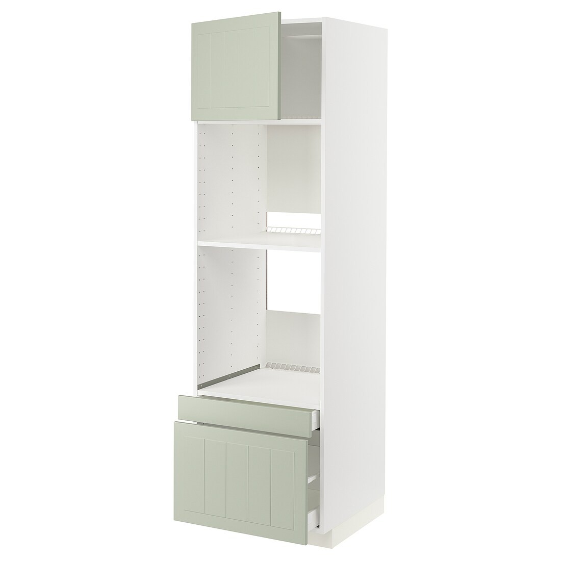 IKEA METOD МЕТОД / MAXIMERA МАКСИМЕРА Высокий шкаф для духовки комби с дверцей / ящиками, белый / Stensund светло-зеленый, 60x60x200 см 69486179 | 694.861.79