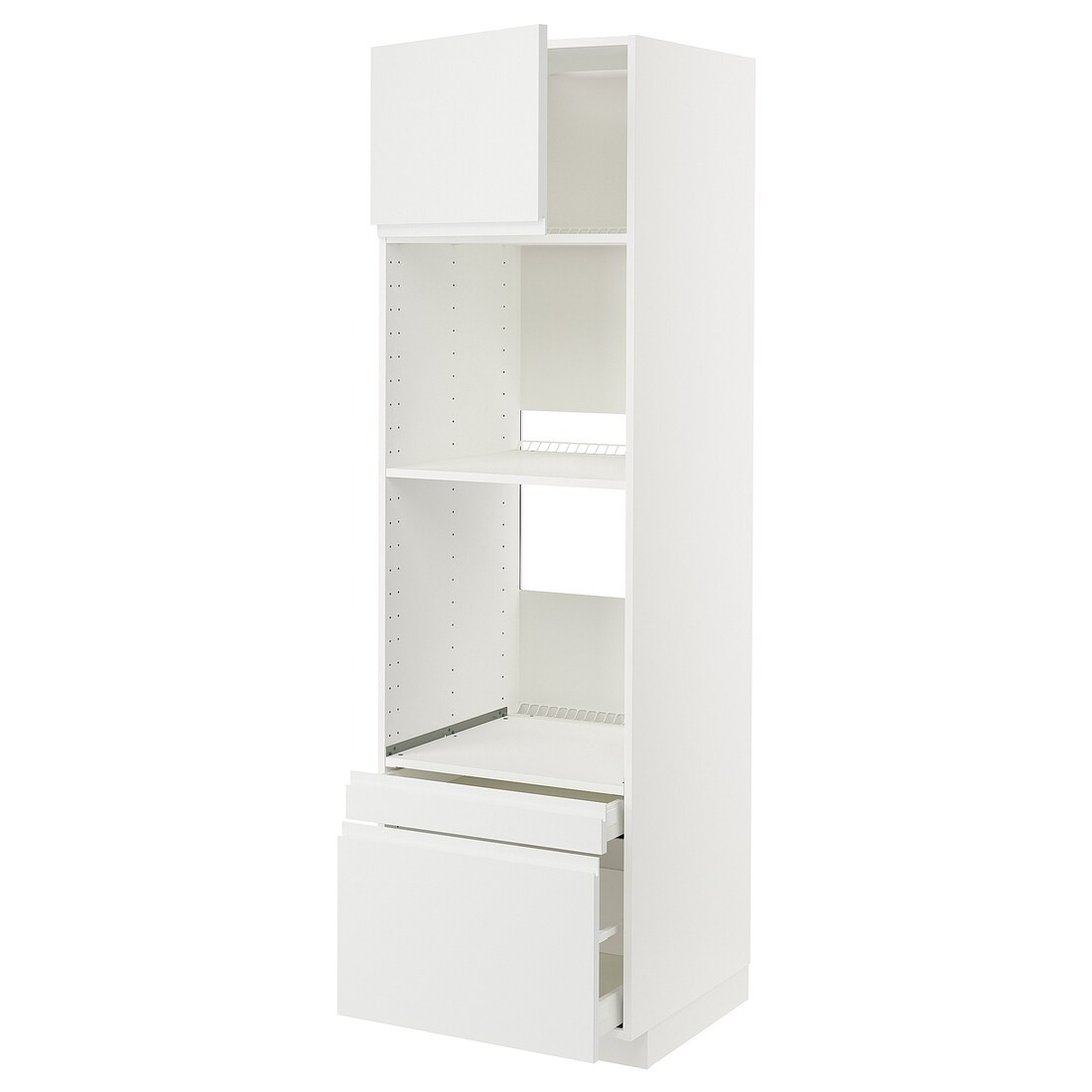 IKEA METOD МЕТОД / MAXIMERA МАКСИМЕРА Высокий шкаф для духовки комби с дверцей / ящиками, белый / Voxtorp матовый белый, 60x60x200 см 19457933 | 194.579.33