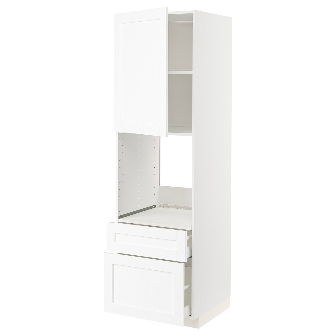 IKEA METOD МЕТОД / MAXIMERA МАКСИМЕРА Высокий шкаф для духовки с дверцей / ящиками, белый Enköping / белый имитация дерева, 60x60x200 см 59473573 | 594.735.73