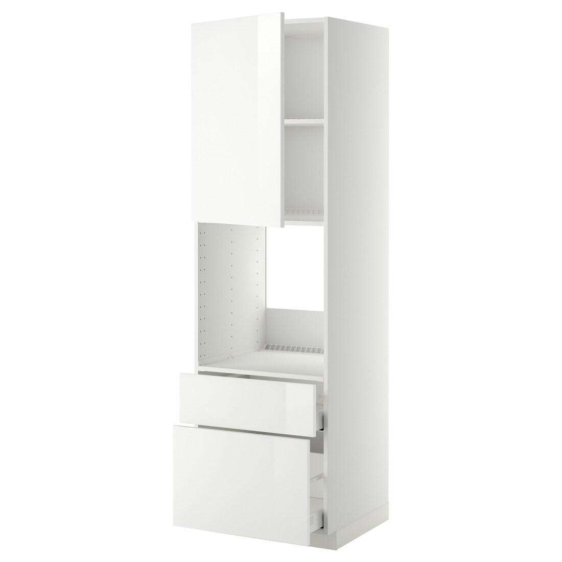 IKEA METOD МЕТОД / MAXIMERA МАКСИМЕРА Высокий шкаф для духовки с дверцей / ящиками, белый / Ringhult белый, 60x60x200 см 39459993 | 394.599.93
