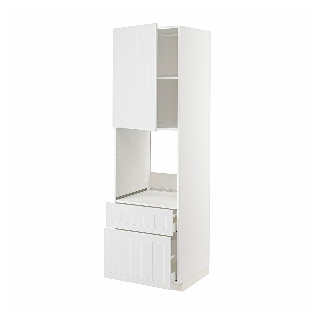 IKEA METOD МЕТОД / MAXIMERA МАКСИМЕРА Высокий шкаф для духовки с дверцей / ящиками, белый / Stensund белый, 60x60x200 см 89466260 | 894.662.60