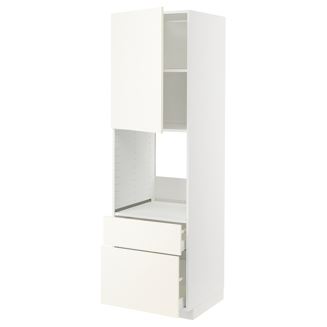 IKEA METOD МЕТОД / MAXIMERA МАКСИМЕРА Высокий шкаф для духовки с дверцей / ящиками, белый / Vallstena белый 39507437 | 395.074.37