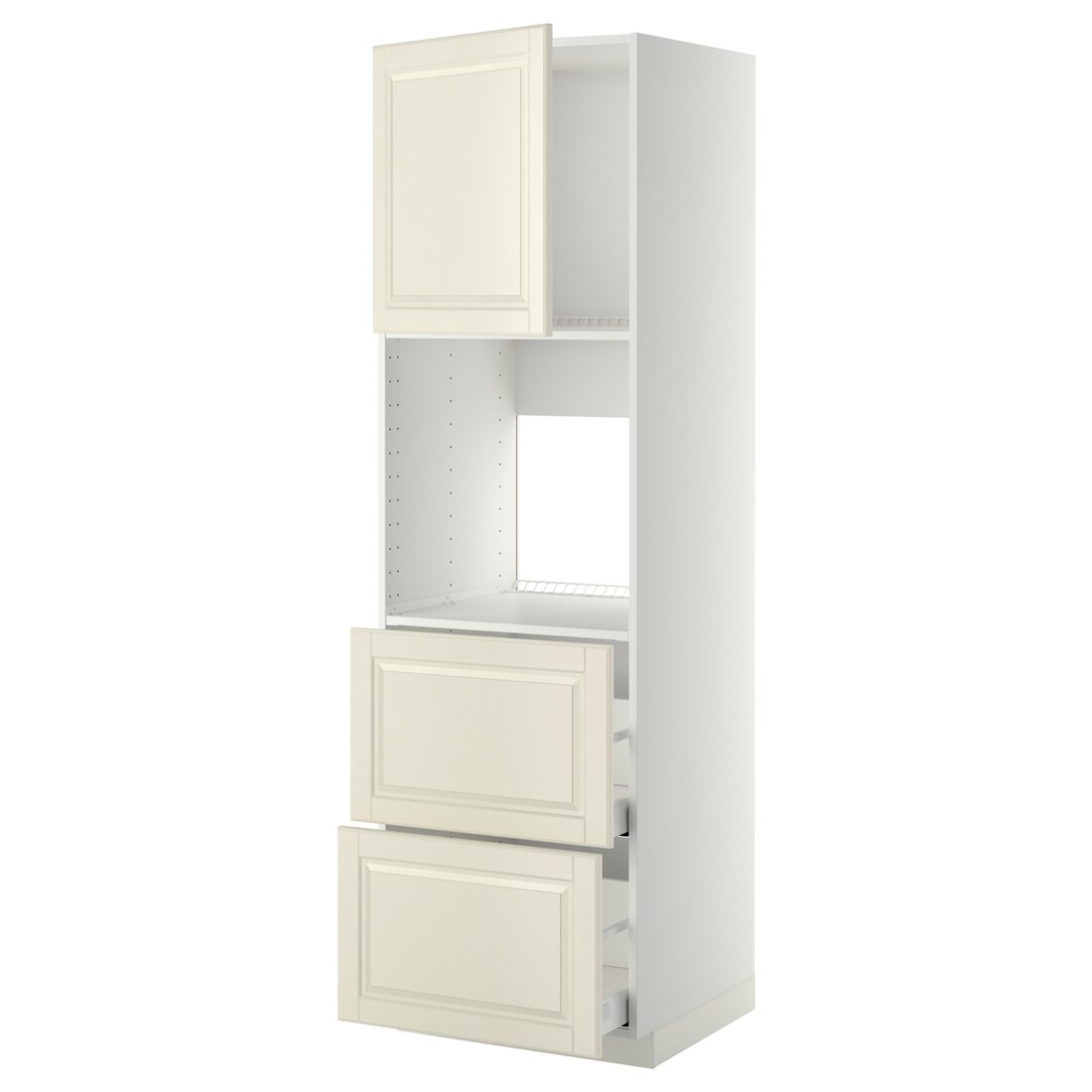 IKEA METOD МЕТОД / MAXIMERA МАКСИМЕРА Высокий шкаф для духовки с дверцей / ящиками, белый / Bodbyn кремовый, 60x60x200 см 19469139 | 194.691.39