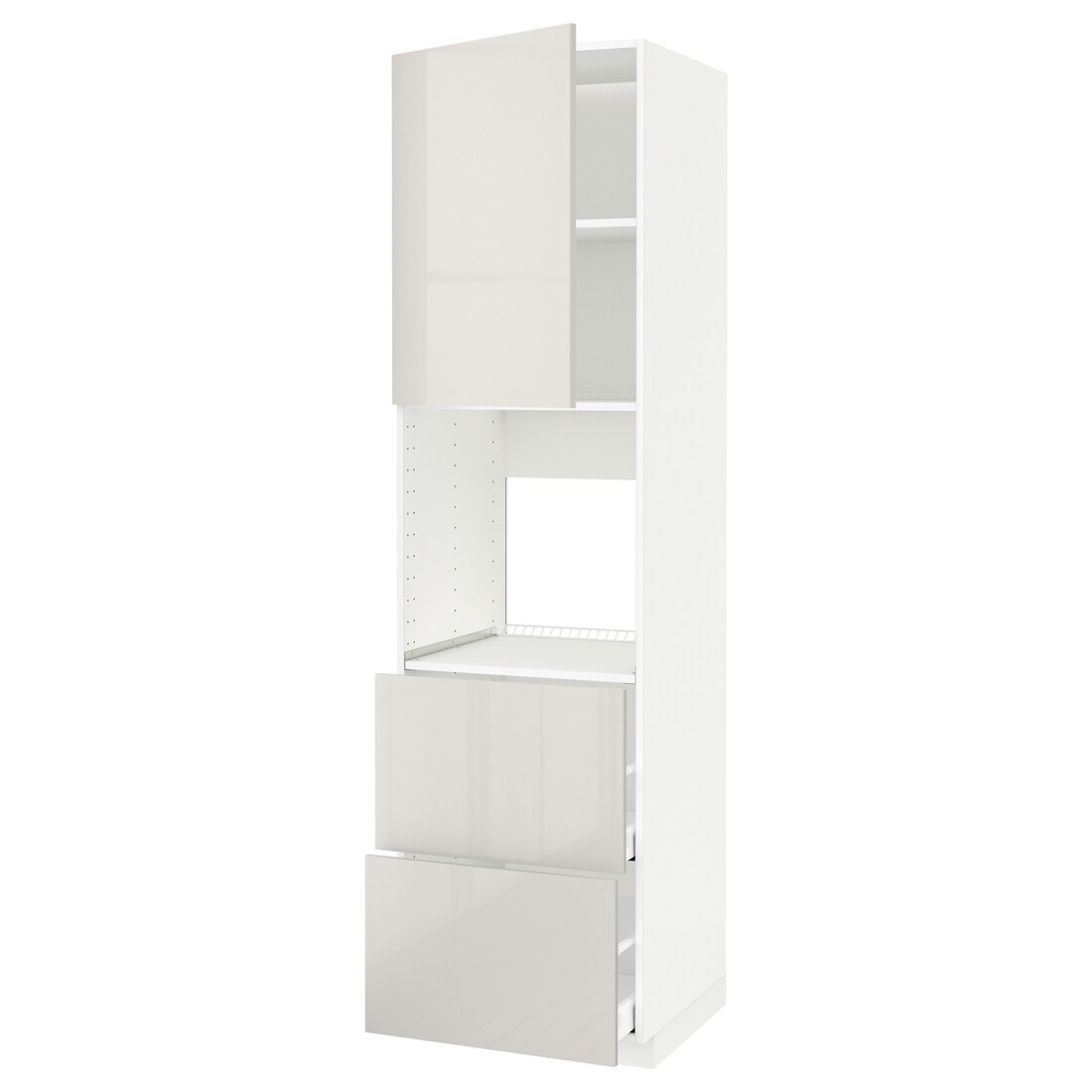 IKEA METOD МЕТОД / MAXIMERA МАКСИМЕРА Высокий шкаф для духовки с дверцей / ящиками, белый / Ringhult светло-серый, 60x60x220 см 19457909 | 194.579.09