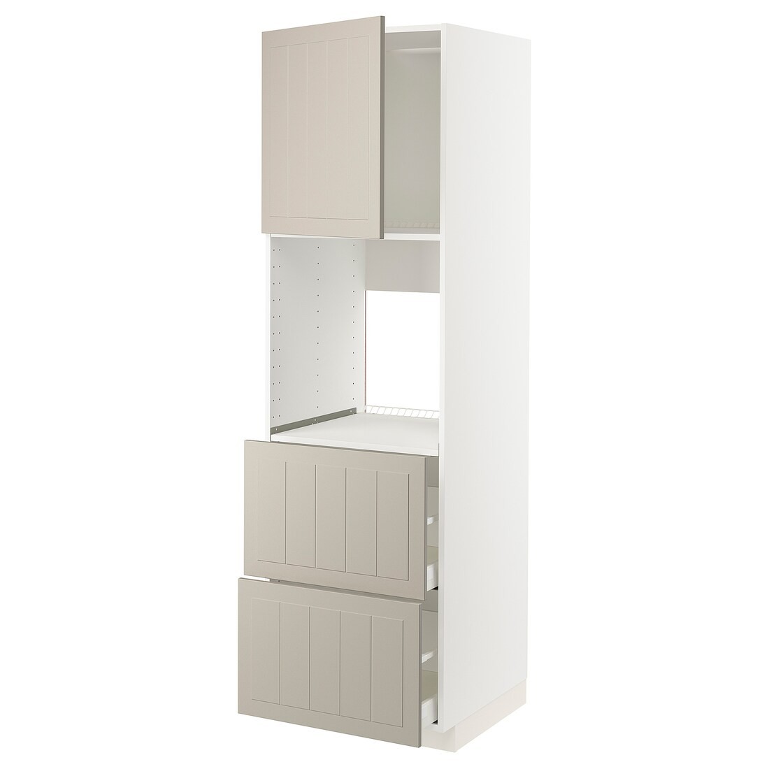IKEA METOD МЕТОД / MAXIMERA МАКСИМЕРА Высокий шкаф для духовки с дверцей / ящиками, белый / Stensund бежевый, 60x60x200 см 29469662 | 294.696.62
