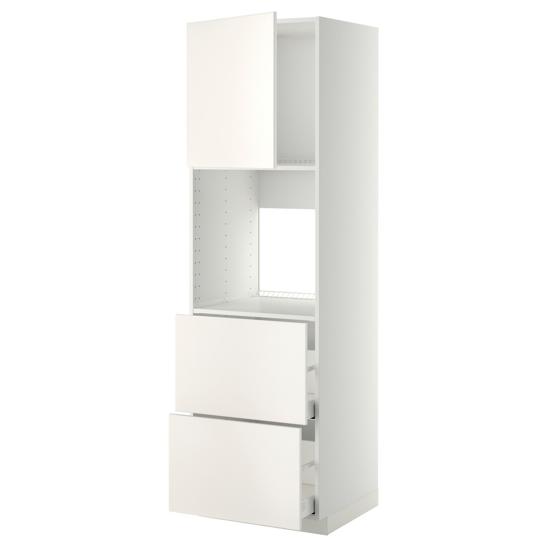 IKEA METOD МЕТОД / MAXIMERA МАКСИМЕРА Высокий шкаф для духовки с дверцей / ящиками, белый / Veddinge белый, 60x60x200 см 49456183 | 494.561.83