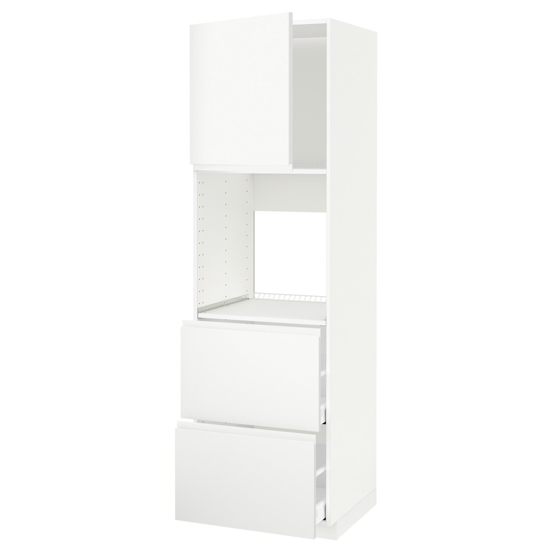 IKEA METOD МЕТОД / MAXIMERA МАКСИМЕРА Высокий шкаф для духовки с дверцей / ящиками, белый / Voxtorp матовый белый, 60x60x200 см 79466798 794.667.98