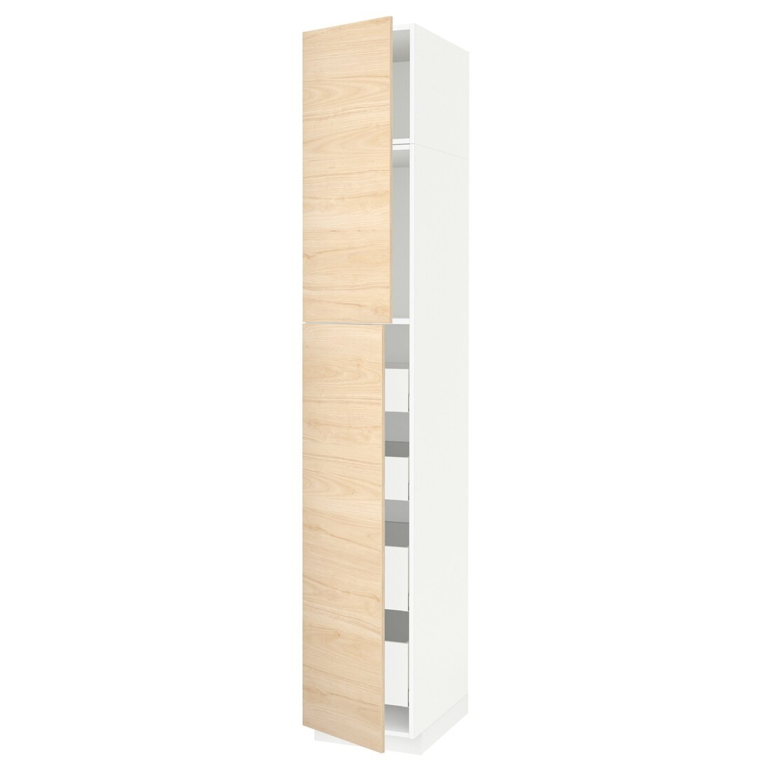 IKEA METOD МЕТОД / MAXIMERA МАКСИМЕРА Шкаф высокий 2 двери / 4 ящика, белый / Askersund узор светлый ясень, 40x60x240 см 19454939 | 194.549.39