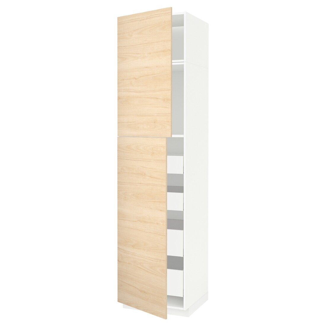 IKEA METOD МЕТОД / MAXIMERA МАКСИМЕРА Шкаф высокий 2 двери / 4 ящика, белый / Askersund узор светлый ясень, 60x60x240 см 29454199 | 294.541.99