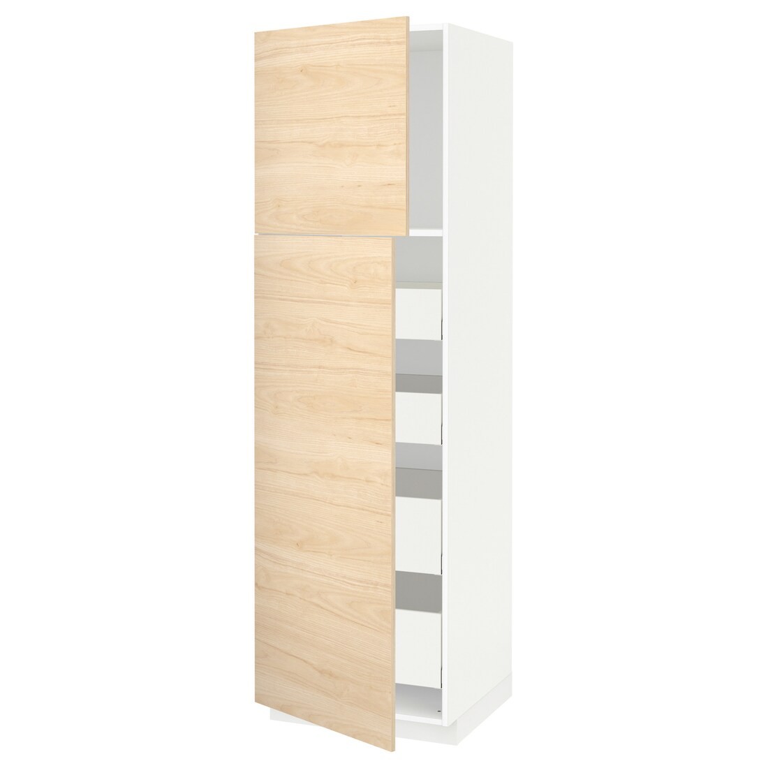IKEA METOD МЕТОД / MAXIMERA МАКСИМЕРА Шкаф высокий 2 двери / 4 ящика, белый / Askersund узор светлый ясень, 60x60x200 см 29457598 | 294.575.98