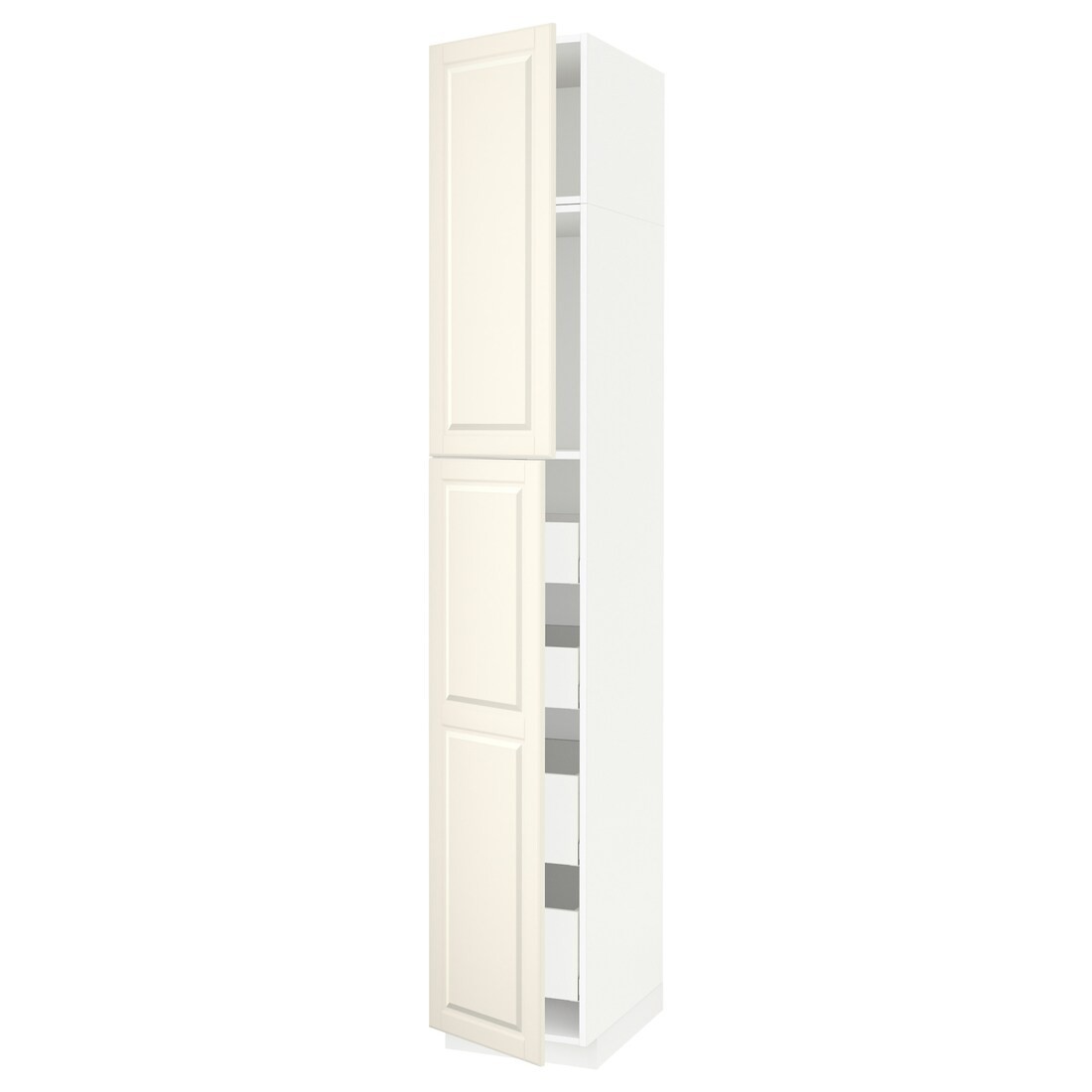 IKEA METOD МЕТОД / MAXIMERA МАКСИМЕРА Шкаф высокий 2 двери / 4 ящика, белый / Bodbyn кремовый, 40x60x240 см 09458216 094.582.16