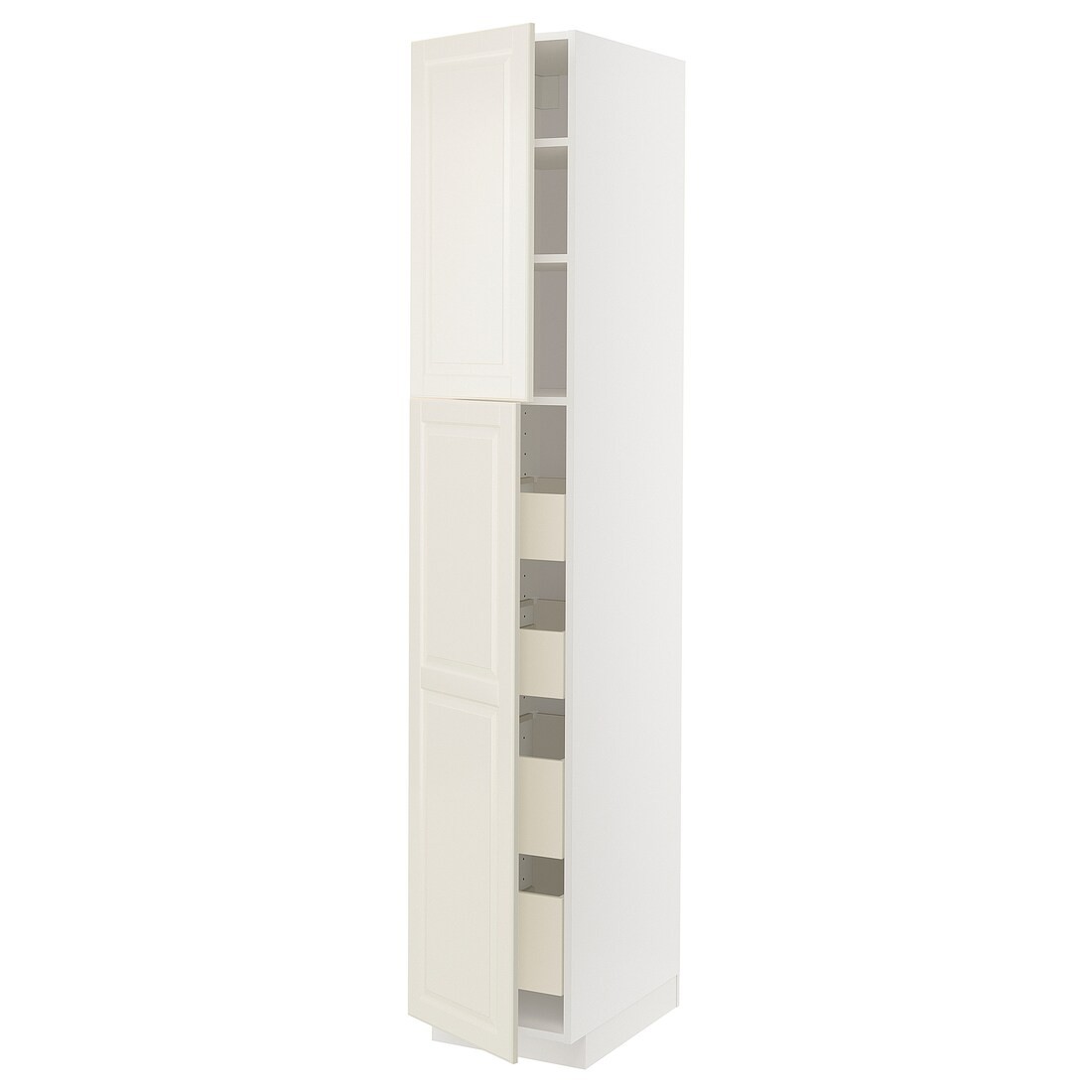 IKEA METOD МЕТОД / MAXIMERA МАКСИМЕРА Шкаф высокий 2 двери / 4 ящика, белый / Bodbyn кремовый, 40x60x220 см 39457456 394.574.56