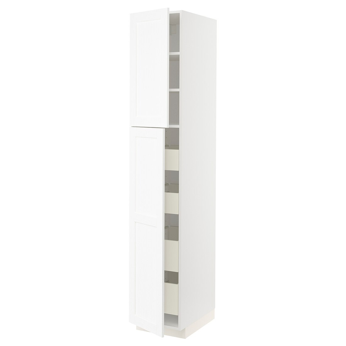 IKEA METOD МЕТОД / MAXIMERA МАКСИМЕРА Шкаф высокий 2 двери / 4 ящика, белый Enköping / белый имитация дерева, 40x60x220 см 39473569 | 394.735.69