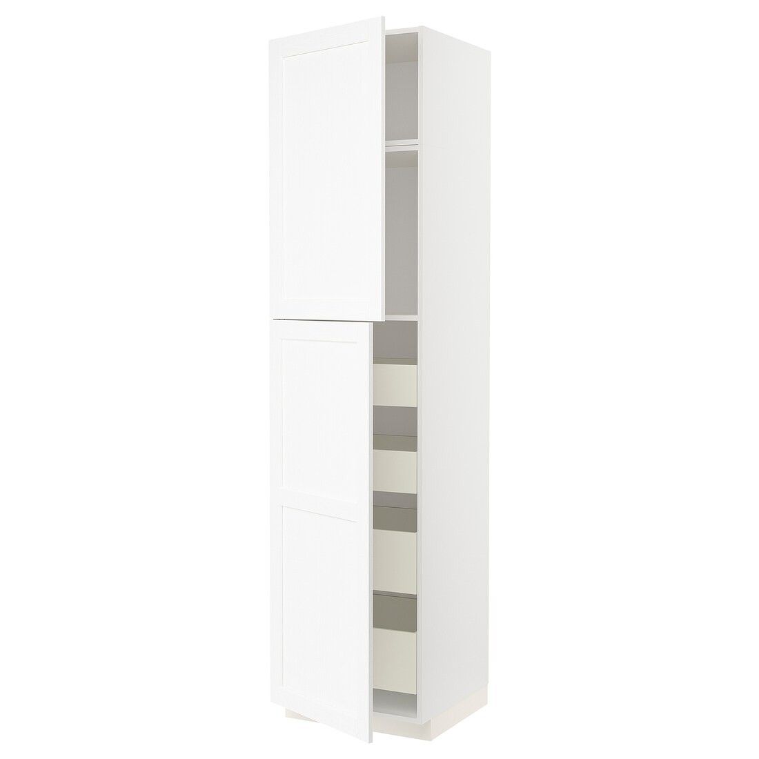 IKEA METOD МЕТОД / MAXIMERA МАКСИМЕРА Шкаф высокий 2 двери / 4 ящика, белый Enköping / белый имитация дерева, 60x60x240 см 89473562 | 894.735.62