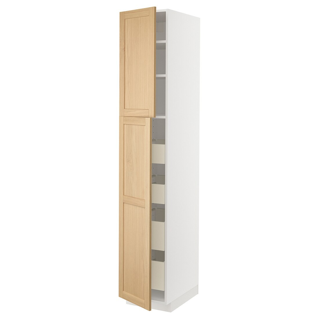 IKEA METOD / MAXIMERA Шкаф высокий 2 двери / 4 ящика, белый / дуб Forsbacka, 40x60x220 см 69509500 | 695.095.00