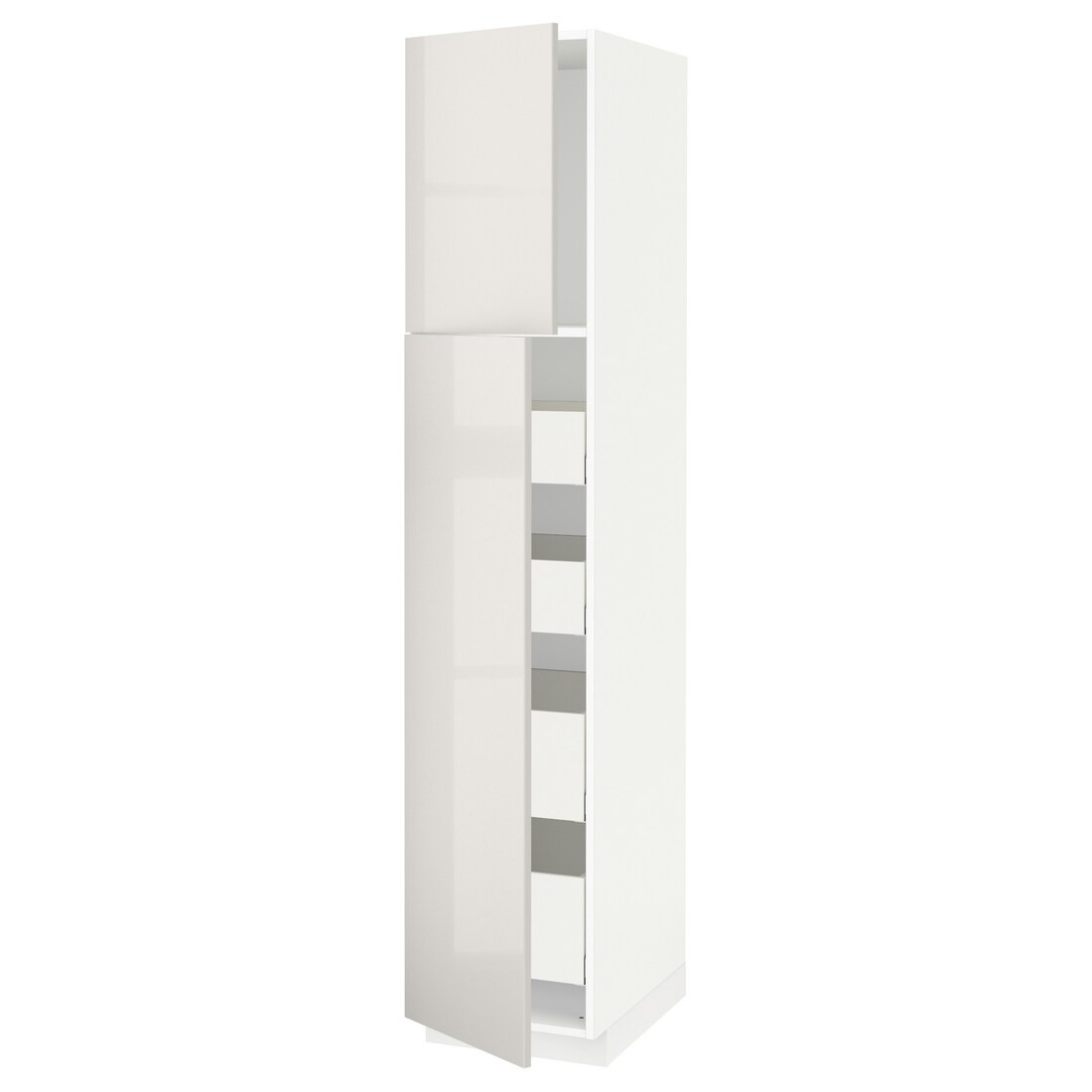 IKEA METOD МЕТОД / MAXIMERA МАКСИМЕРА Шкаф высокий 2 двери / 4 ящика, белый / Ringhult светло-серый, 40x60x200 см 19468875 | 194.688.75