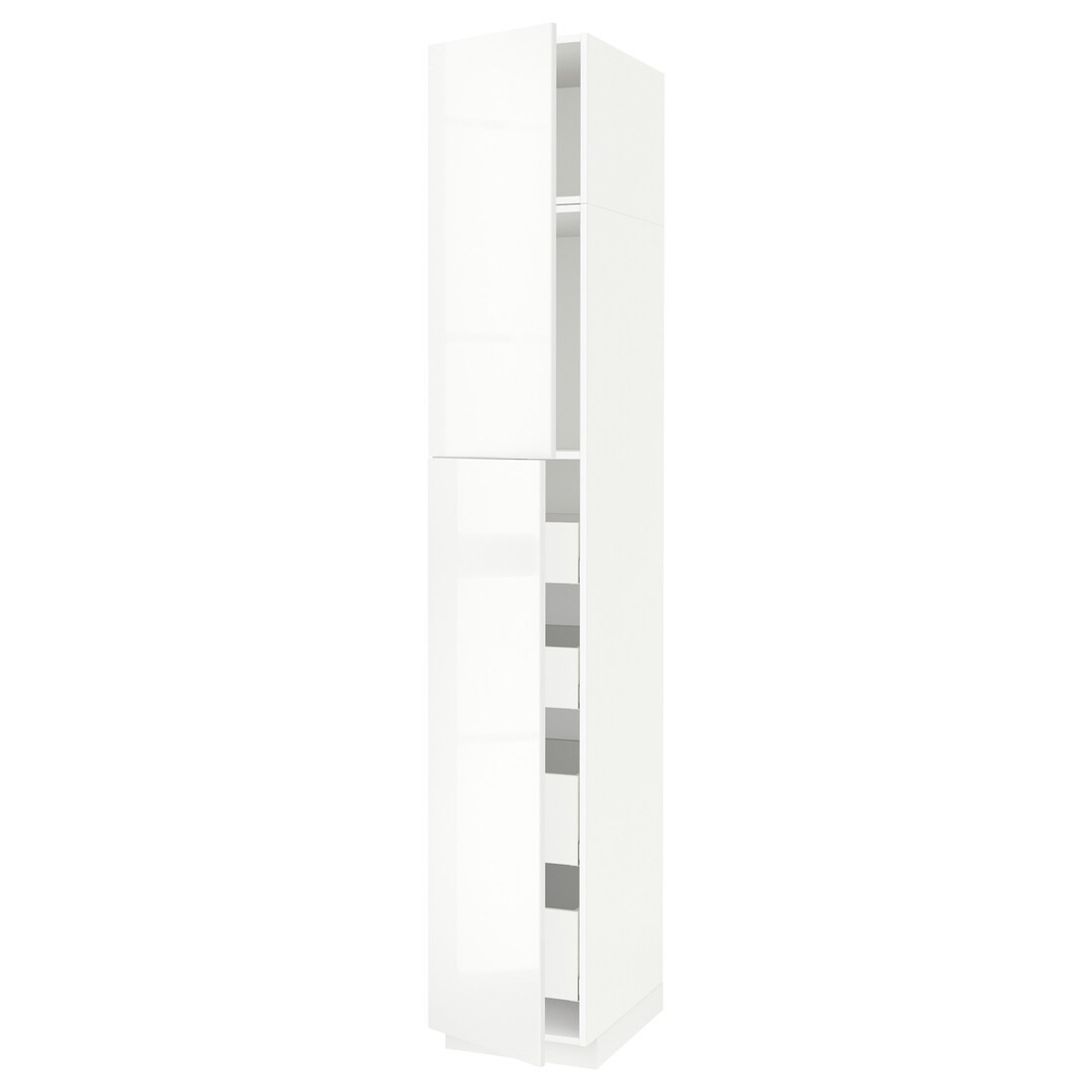 IKEA METOD МЕТОД / MAXIMERA МАКСИМЕРА Шкаф высокий 2 двери / 4 ящика, белый / Ringhult белый, 40x60x240 см 99466368 | 994.663.68