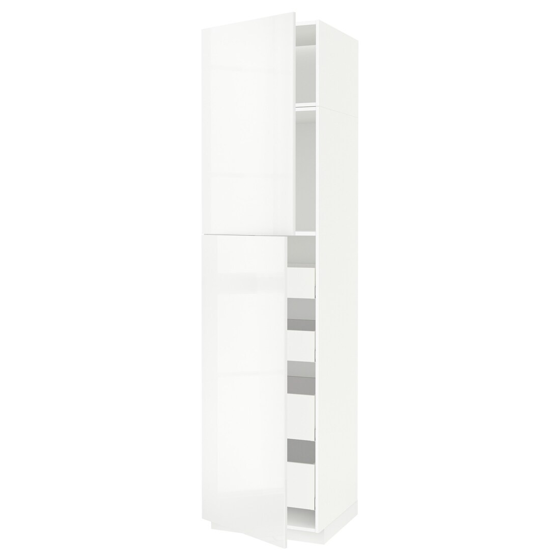 IKEA METOD МЕТОД / MAXIMERA МАКСИМЕРА Шкаф высокий 2 двери / 4 ящика, белый / Ringhult белый, 60x60x240 см 89467491 | 894.674.91