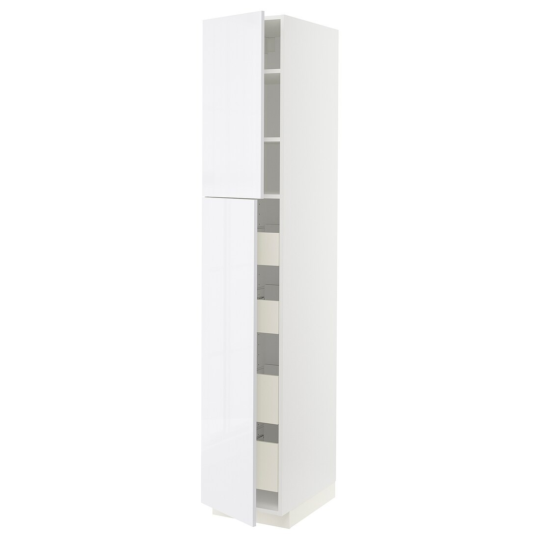IKEA METOD МЕТОД / MAXIMERA МАКСИМЕРА Шкаф высокий 2 двери / 4 ящика, белый / Ringhult белый, 40x60x220 см 79460273 | 794.602.73