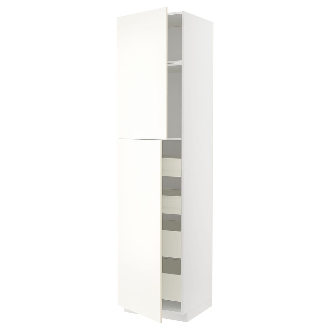 IKEA METOD МЕТОД / MAXIMERA МАКСИМЕРА Шкаф высокий 2 двери / 4 ящика, белый / Vallstena белый 79507416 | 795.074.16