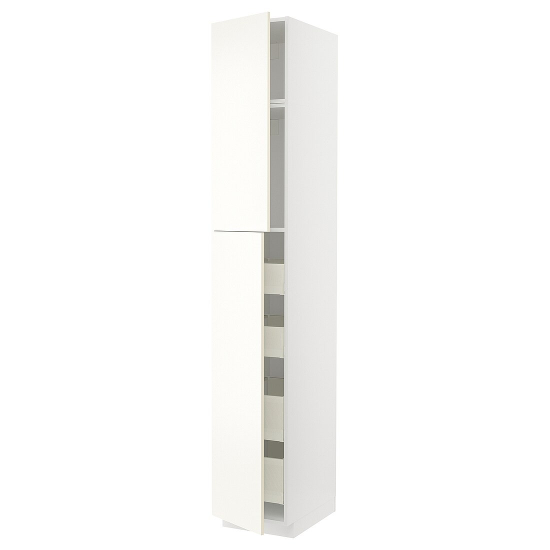 IKEA METOD МЕТОД / MAXIMERA МАКСИМЕРА Шкаф высокий 2 двери / 4 ящика, белый / Vallstena белый 99507415 | 995.074.15