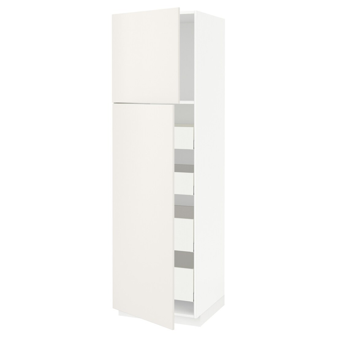 IKEA METOD МЕТОД / MAXIMERA МАКСИМЕРА Шкаф высокий 2 двери / 4 ящика, белый / Veddinge белый, 60x60x200 см 19454675 194.546.75
