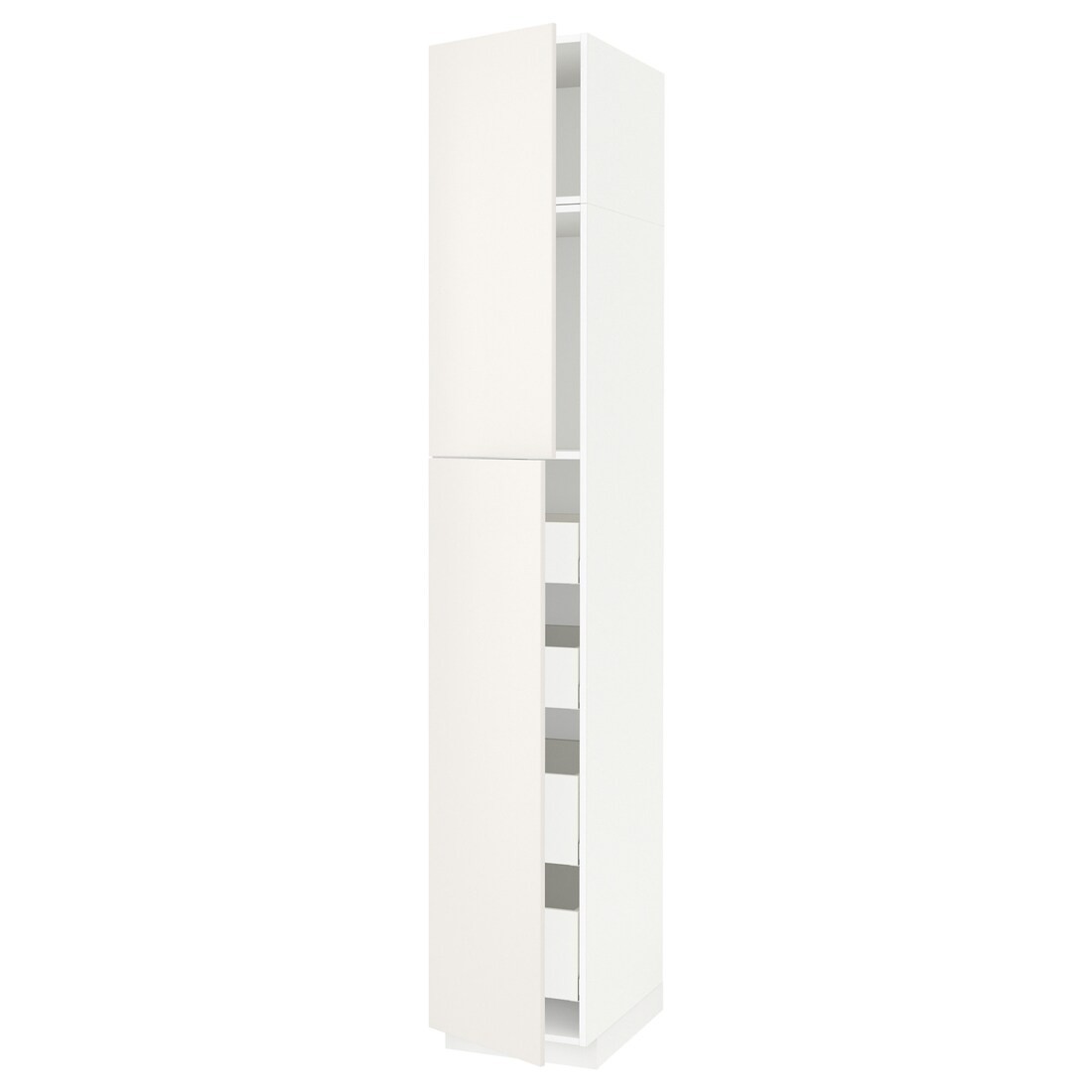 IKEA METOD МЕТОД / MAXIMERA МАКСИМЕРА Шкаф высокий 2 двери / 4 ящика, белый / Veddinge белый, 40x60x240 см 39459375 | 394.593.75