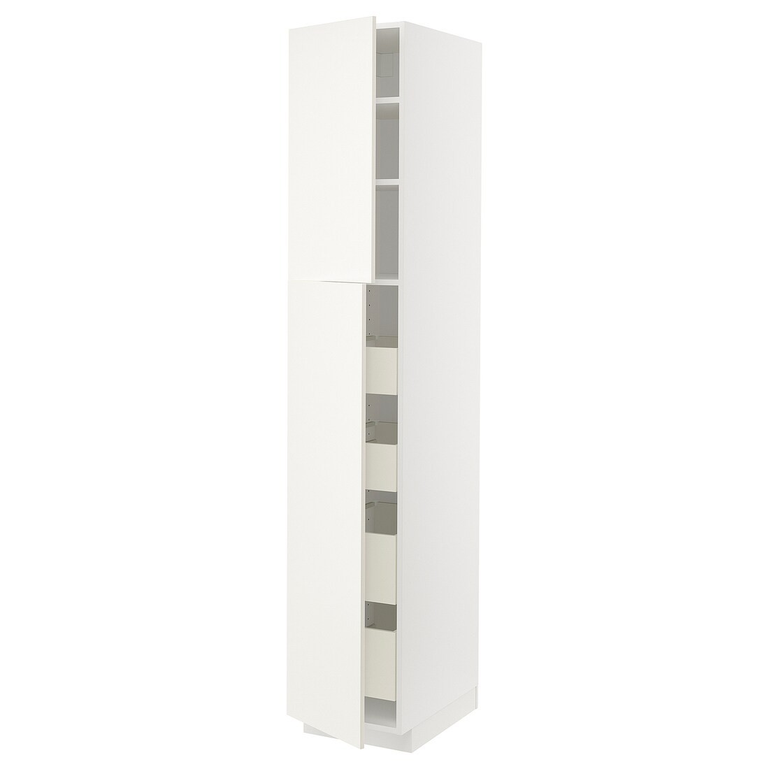 IKEA METOD МЕТОД / MAXIMERA МАКСИМЕРА Шкаф высокий 2 двери / 4 ящика, белый / Veddinge белый, 40x60x220 см 69456993 | 694.569.93