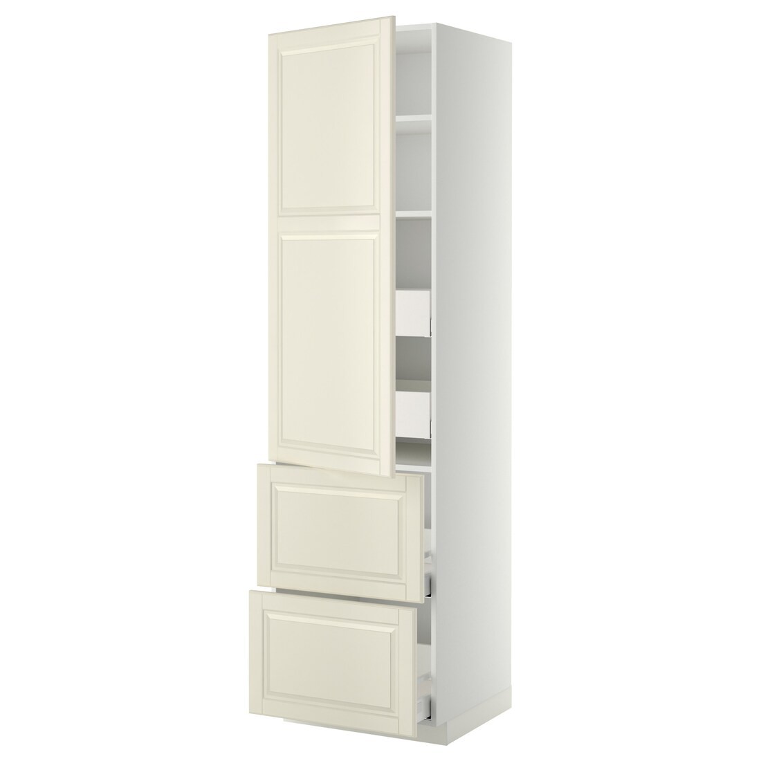 IKEA METOD МЕТОД / MAXIMERA МАКСИМЕРА Высокий шкаф с полками / ящиками, белый / Bodbyn кремовый, 60x60x220 см 29354251 293.542.51