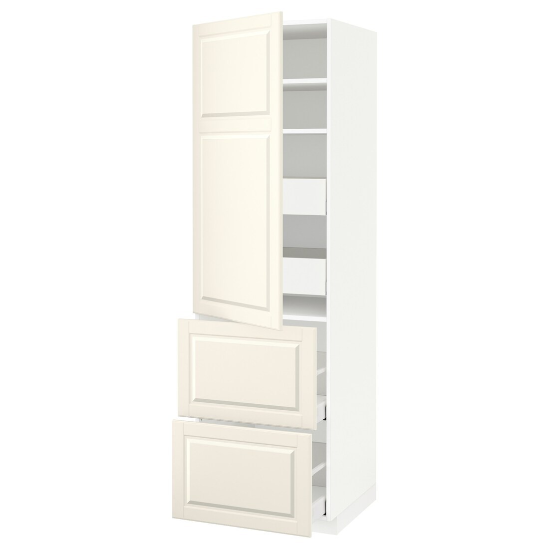 IKEA METOD МЕТОД / MAXIMERA МАКСИМЕРА Высокий шкаф с полками / ящиками, белый / Bodbyn кремовый, 60x60x200 см 99369635 | 993.696.35