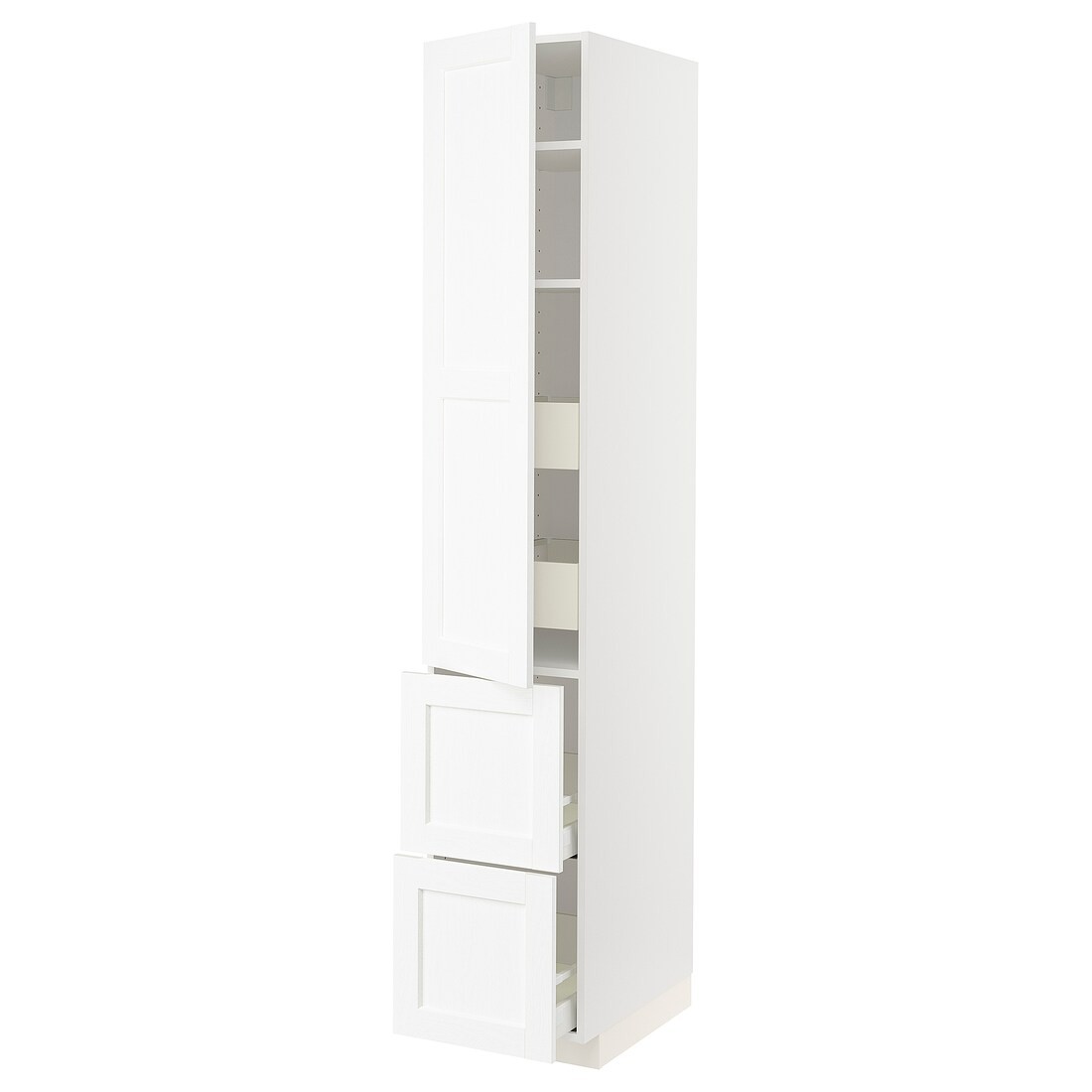 IKEA METOD МЕТОД / MAXIMERA МАКСИМЕРА Высокий шкаф с полками / ящиками, белый Enköping / белый имитация дерева, 40x60x220 см 29473555 | 294.735.55