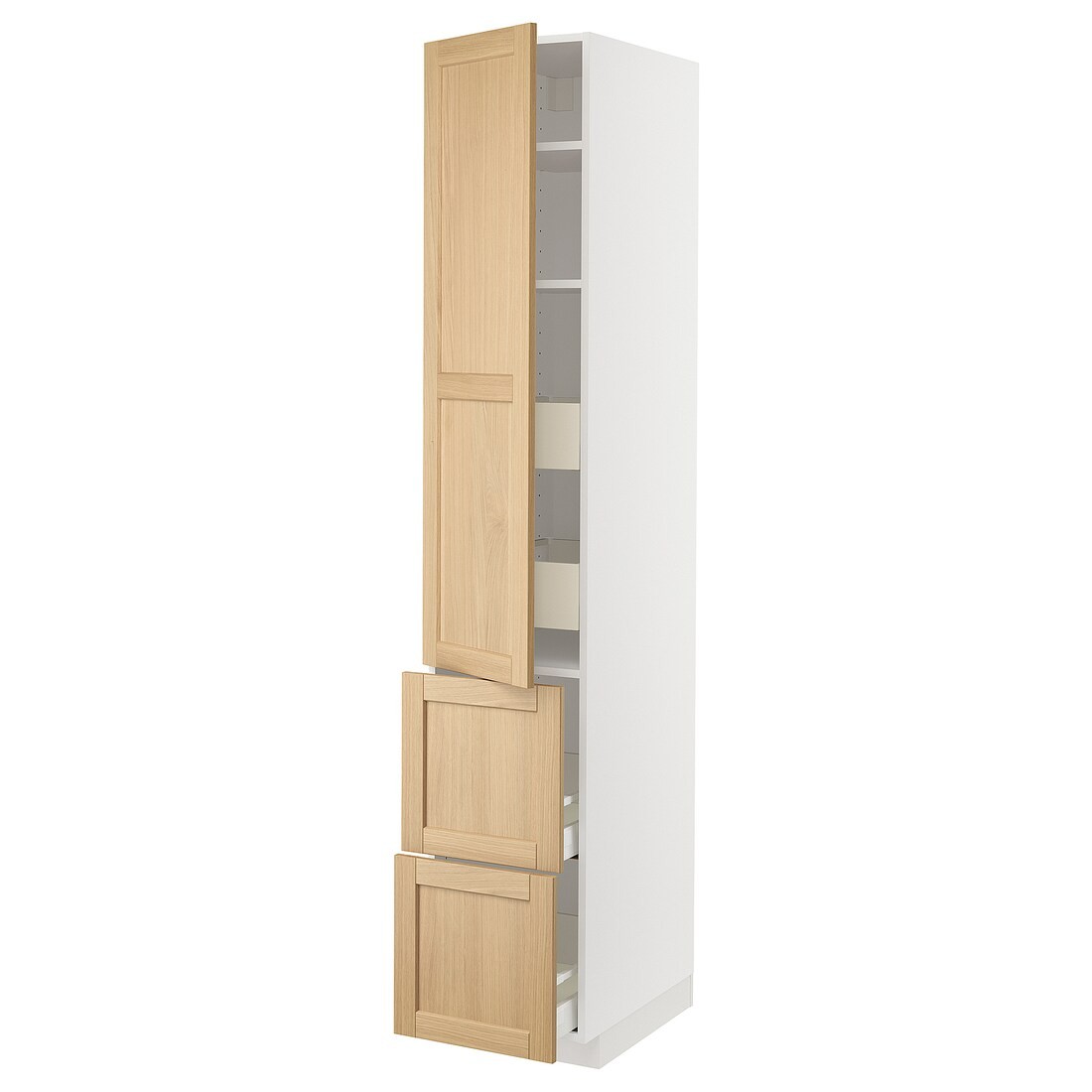 IKEA METOD / MAXIMERA Высокий шкаф с полками / ящиками, белый / дуб Forsbacka, 40x60x220 см 79509458 795.094.58