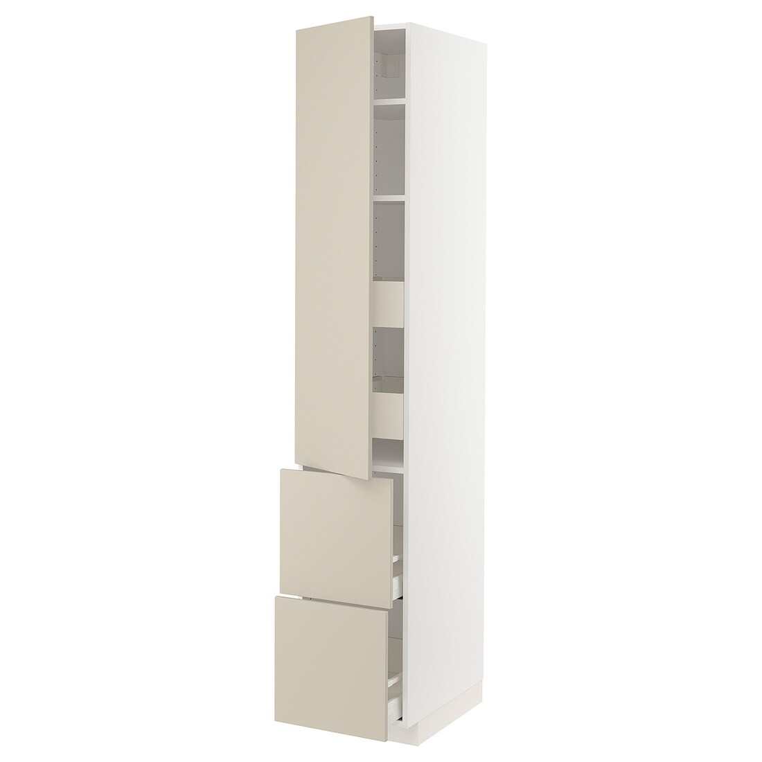 IKEA METOD МЕТОД / MAXIMERA МАКСИМЕРА Высокий шкаф с полками / ящиками, белый / Havstorp бежевый, 40x60x220 см 69426755 694.267.55