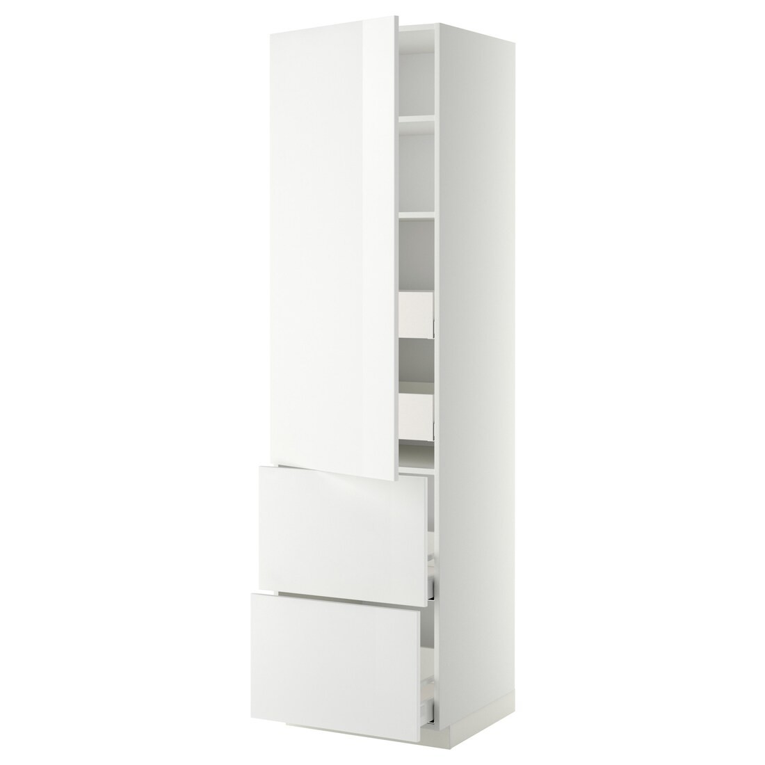 IKEA METOD МЕТОД / MAXIMERA МАКСИМЕРА Высокий шкаф с полками / ящиками, белый / Ringhult белый, 60x60x220 см 39372669 393.726.69