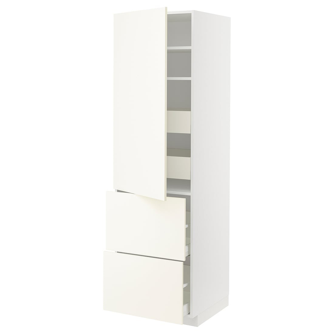 IKEA METOD МЕТОД / MAXIMERA МАКСИМЕРА Высокий шкаф с полками / ящиками, белый / Vallstena белый 29507414 | 295.074.14