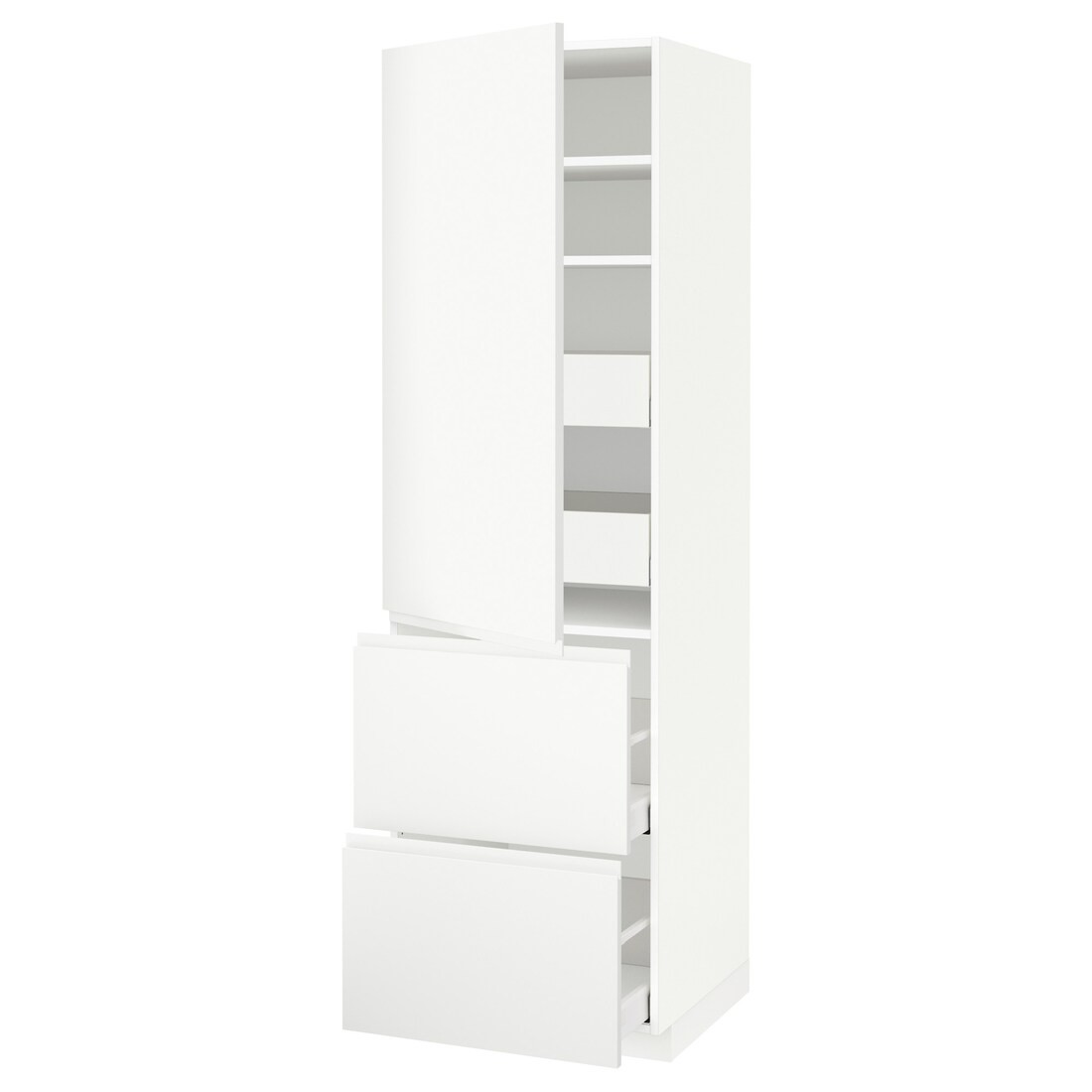 IKEA METOD МЕТОД / MAXIMERA МАКСИМЕРА Высокий шкаф с полками / ящиками, белый / Voxtorp матовый белый, 60x60x200 см 89353022 | 893.530.22